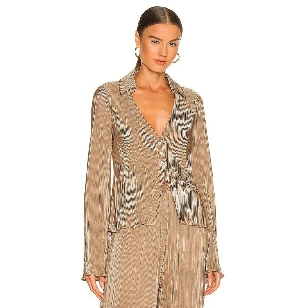Song of Style Revolve Mara Shirt in Taupe‎
